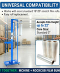 Ergonomic Manual Pallet Wrapper With Adjustable Up To 80 Inch Height For Hassle Free Stretch Film Dispensing in warehouse setting.