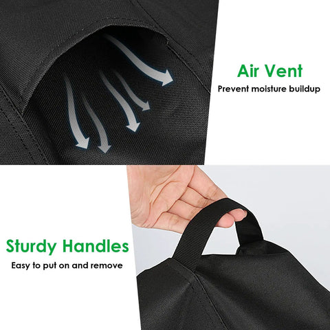 Air vent and sturdy handle detail on Tough As Nails Heavy Duty Oxford Prep Cart Cover For Outdoor Rollaway Kitchen Island And Grill Serving Counter Weatherproof Tear Resistant Top Shelf Shield Fits 55X21X34 Inch Tables.