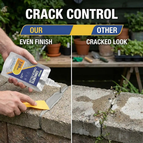 Applying Heavy Duty Concrete Crack Filler With Tight Base Seal, No Sweat Damp Zone Masonry Compound to a crack.