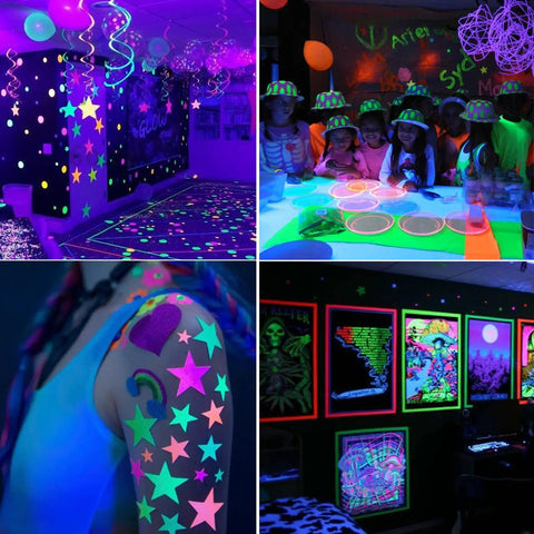 40 Foot LED UV Black Light System With 120 UV LEDs 8 Modes Flexible String at fluorescent party