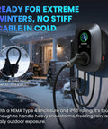 Beefy 48 Amp Level 2 EV Charger With J1772 Plug, 11.5 kW 240V Fast Home Charging Station in snow with flexible cable insert
