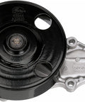 Premium Engine Water Pump Direct Fit Cooling System Upgrade with black polymer shield and silver hub for heavy-duty use.