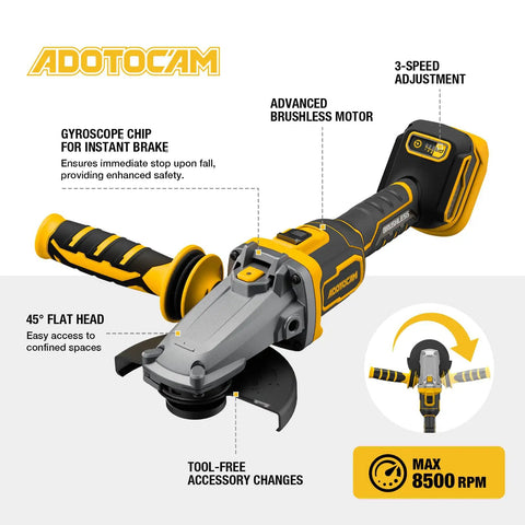 Ultra Slim Flathead Angle Grinder Fits Dewalt 20V Max Battery Tool Only with 45-degree flat head for tight space access.