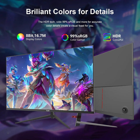 27 Inch Gaming Monitor With 100Hz Refresh Rate Full HD 1920x1080 Built In Speakers HDMI Eye Care Frameless Design For Immersive Work