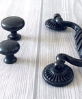 Vintage Black Bail Drawer Pull Four And A Quarter Inch Centers Drop Swing Dresser Cabinet Hardware Old School Retro Look