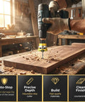 Pro Grade Four Blade Countersink Drill Bit Set With Depth Stop And Aluminum Stop Collar for wood and plastic in use on wood