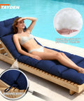 All-Weather Outdoor Lounge Chair Cushions With Ties For Patio Furniture Replacement Waterproof Pool Chaise Cushions 4.7 Inch Thick