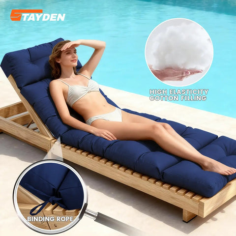 All-Weather Outdoor Lounge Chair Cushions With Ties For Patio Furniture Replacement Waterproof Pool Chaise Cushions 4.7 Inch Thick