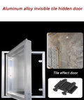 Heavy Duty Waterproof Gypsum Access Panel With Slick Flush Mount Fire Rated Inspection Door Solid Aluminum Frame Mechanical Shaft Cover Dead Nuts Tight Sealing For 27 By 79 Inch Hydrant Boxes, aluminum alloy hidden door with tile effect.