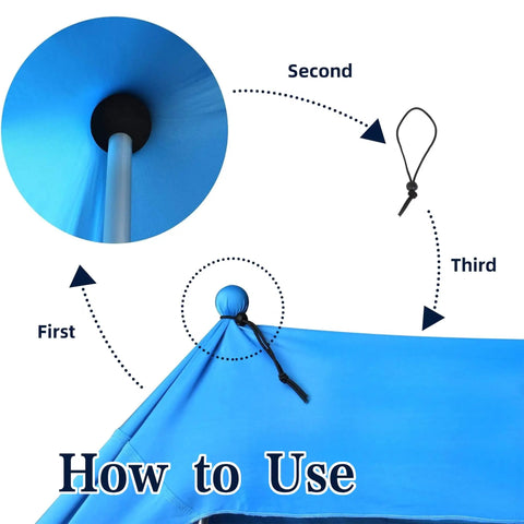 Replacement Tent Poles For Canopy And Beach Shade 6.5 Foot Aluminum Poles Set showing step-by-step installation guide