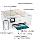 Envy Photo 7975 Wireless Color Inkjet Printer with touchscreen, auto feeder, flatbed scanner, printing a photo, mobile compatibility