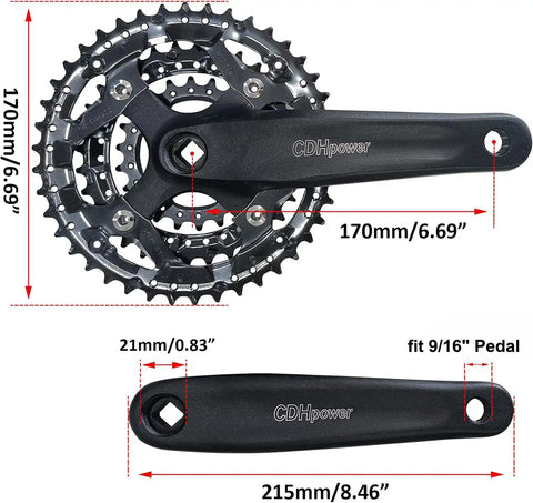 Triple Speed Aluminum Alloy Square Crankset 170mm 104/64 BCD With 42/32/22T Chainrings And Crankarms For Mountain Road And Fixed Gear Bikes