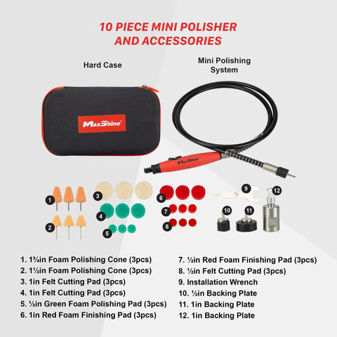 Mini Rotary Polisher With 5 8th Inch Adapter For Tight Spots Polish Headlights, Tail Lights, Rims And Small Details Auto Detailing Tool For Paint Protection, Swirl And Scratch Repair, Pro Grade Shine For Cars