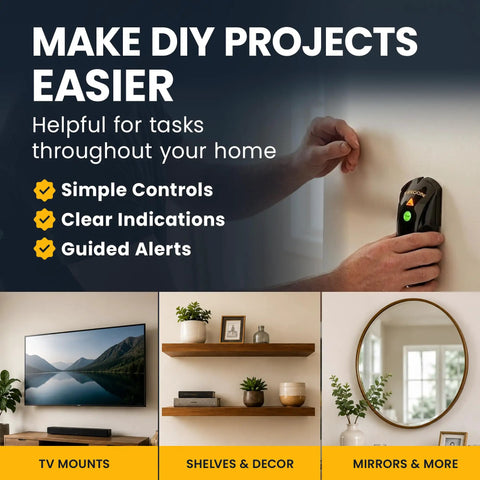 Easy Peasy Electronic Stud Finder For Wood And Metal Walls With Sharp Drywall Edge Detection No Sweat Wall Scanner Tool Great For Hanging Pictures Frames And Heavy Shelves Without Any Guesswork