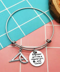 Funny Engineer Gift For Women Engineers Bracelet With Ruler Charm and Protractor on Tile Background, Expandable Bangle