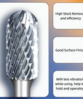 MAODWIN SC-5 cylindrical tungsten carbide rotary file with radius end, 1/2 in cutting diameter, 1 in length, 1/4 in shank