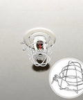 Rock Solid Fire Sprinkler Head Protector Cages 2 Pack in silver metal, protecting ceiling-mounted sprinkler from impacts.