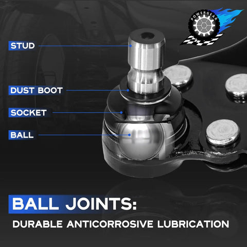 Close-up of ball joint components from Suspension Kit With Front Lower Control Arm Sway Bar Link And Tie Rod End Boot For 2013 2015 Chevrolet Spark And 2014 2016 Spark EV Beef Up Your Ride With Premium Replacement Parts For Smooth Handling And Safer Steering