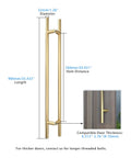 Offset Double Sided Door Pull Handle In Sweet Satin Gold Finish 900mm 36 Inch 304 Stainless Steel Round Bar Ladder Style Push Pull Door Lever For Commercial And Residential Doors, 900mm length