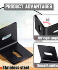 Tough As Nails Table Top Fasteners Heavy Duty Steel Furniture Connectors Classic Black showing a 90-degree steel angle bracket.