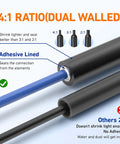 4:1 ratio dual-walled adhesive lined heat shrink tubing for optimal sealing shown alongside thinner options. Top Tier 500 Pieces Heat Shrink Tubing Kit With Sticky Liner And Fast 4 To 1 Shrink Ratio For Marine Grade Wire Bundles And Zero Hassle Waterproof Seals On The Daily Grind.