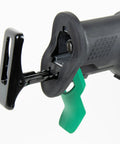 Close-up of 36V MultiVolt Brushless Reciprocating Saw Kit with blade insertion slot and locking mechanism visible.