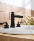 Dope Brushed Nickel Waterfall Bathroom Faucet For 8 Inch 3 Hole Sink, Two Handle Vanity Mixer Tap With Pop Up Drain, Overflow