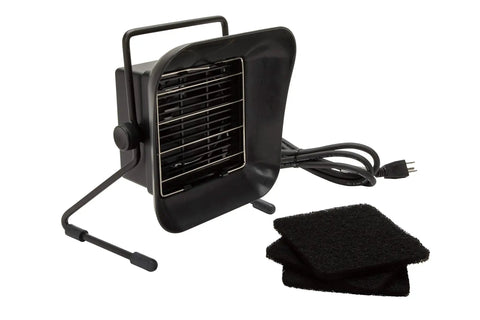 Bench Top Smoke Absorber For Soldering Flux Fumes 120V Pro Grade Quiet ESD Safe Fan With Replaceable Carbon Activated Filter Includes Replacement Filter WSA350F Ideal For Workbenches And Hobbyist Soldering Stations, showing black fan with additional filters.