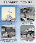 Close-up of radar system, slingshot sculpt, landing platform, and flight deck from 8 In 1 WW2 Aircraft Carrier Building Set.