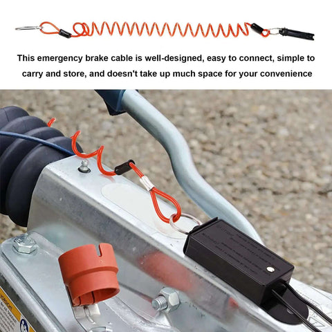 Trailer Brake Away Cable 4Ft High Rebound Towing Coiled Wire With Stainless Steel Carabiner And Pin, installed on trailer hitch