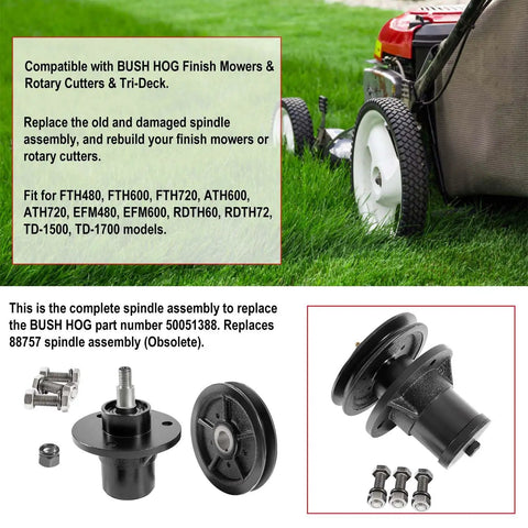 Top Shelf Heavy Duty Spindle Assembly Pull Sheave Kit Part 50051388 Fits Bush Hog Rdth Ath Efm Td Series with mounting hardware on grass.