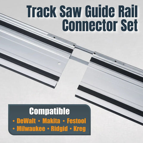 Track Saw Guide Rail Connector Set For Festool Makita DeWalt And Triton Pack Of 2 Easy To Link Rails compatible with multiple brands.