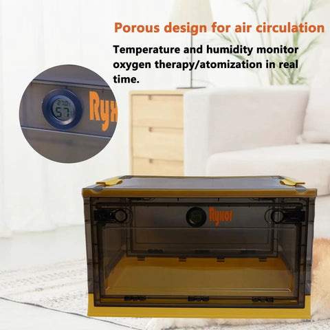 All-In-One Pet Oxygen Chamber And ICU Nest For Cats, Dogs, And Small Exotic Pets with temperature monitor, gray size.