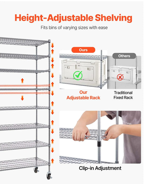 Eight Tier Rolling Storage Rack Featuring Twenty Six Modular Parts Bins Heavy Duty Steel Wire Shelving Cart With Smooth Locking Wheels For Pro Shop Space Zero Fuss Setup And Quick Label Slots