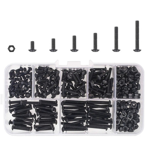 360 Piece M3 Hex Button Head Bolts Set, Pro Grade 10.9 Alloy Steel Screws Nuts Kit with Hex Wrench in 6mm to 20mm sizes