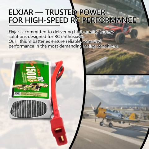 2 Pack 7.4V 1500mAh Li Ion Battery High Rate For 1 10th 1 12th And 1 16th RC Off Road Cars with red connector