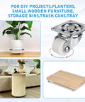 No Sweat Install Smooth As Butter 0.6 Inch Mini Caster Wheels For Furniture on small wooden furniture and plant stands.