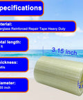 39 Foot RV Awning Repair Tape Waterproof Canvas Patch Kit specifications including fiberglass material and dimensions