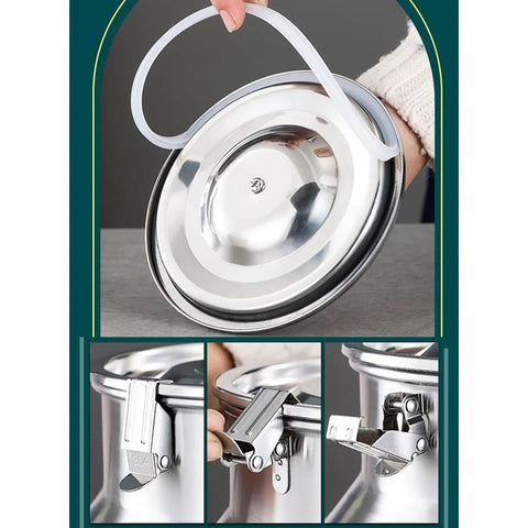 Straight Up 304 Stainless Steel Milk Can Jug Beverage Dispenser with double handles and secure lid made for reliable daily use.