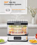 Totally Nifty Compact 5 Tier Food Dehydrator With Bpa Free Trays To Dry Sweet Fruits Crunchy Veggies Fresh Herbs And Tasty Homemade Jerky For Your Daily Kitchen Setup, showcasing 5 tiers with fruits on trays.