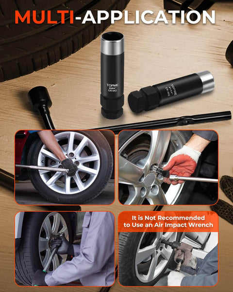 Two Piece Six Spline Lug Nut Socket Set For Quick Install And Easy Removal Of M12x1.25 And M12x1.5 Lug Nuts with application