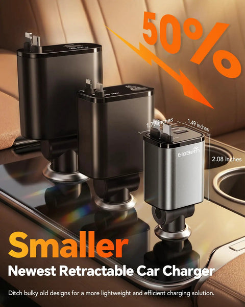 Ultra Flexible USB C Car Charger With Fast Charge For iPhone 17 16 15 Galaxy S26 Pixel And More Road Trip Essential Gift For Men And Women Dual USB C Ports PD QC 3 0 Fast Charging Cigarette Lighter Plug For Cars shown in comparison to traditional chargers on car console