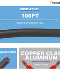 12 Gauge Copper Clad Aluminum Automotive Wire Kit, 100 Ft Per Roll, 12 AWG Stranded Cable details, 10 Color Coded Pack features
