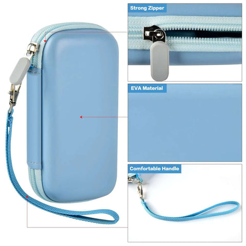 Slick Magnetic Battery Sleeve For Portable Chargers Provides Top Shelf Protection As A Foldable Power Bank Holder Case With Sweet Fit 10000 MAH Batteries Snug Shell Wrap Guard For Wireless Juice Boxes Keeps Carry Gear Fly, blue EVA sleeve showcasing strong zipper and comfortable handle.