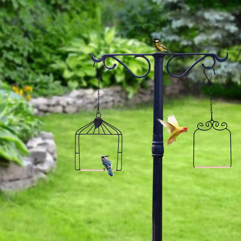 Outdoor Bird Swing With Metal Frame And Wooden Dowel Perch For Finches And Hummingbirds, Rust Resistant Durable Two Pack, Easy Setup