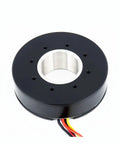 Top Shelf High Torque Dc Brushless Motor With Flat Gimbal Hollow Shaft And Built In Hall Sensor, 90mm black round body with wires.