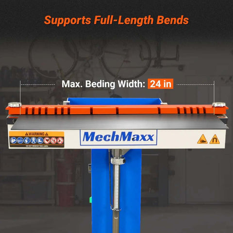 Front view of 24 Inch Industrial Magnetic Pan And Box Heavy Duty Sheet Metal Brake Workhorse with clamping system, 24 inch width.