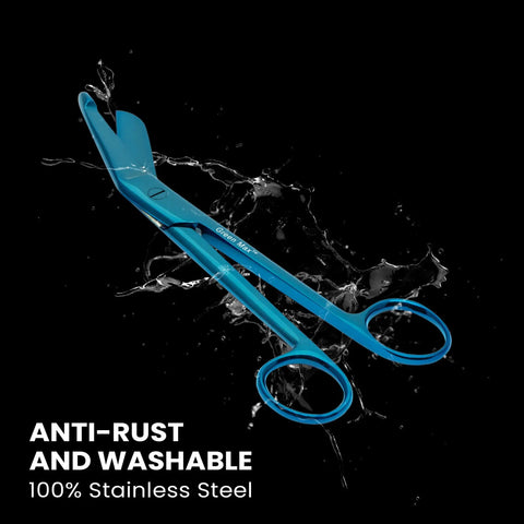 Go-To Bandage Scissors For First Aid Safety Trauma Shears 5.5 Inch Stainless Steel Durable Rust-Free Medical Cutters For Home Nursing, Easy-Cut Ergonomic Design, Professional Quality, Sharp Blades, Ready For Quick Bandage Work, blue stainless steel bandage scissors