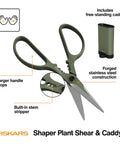 Indoor Plant Snips With Storage Caddy Pro Grade 6 Inch Plant Pruning Shears with stainless steel blades and ambidextrous handles