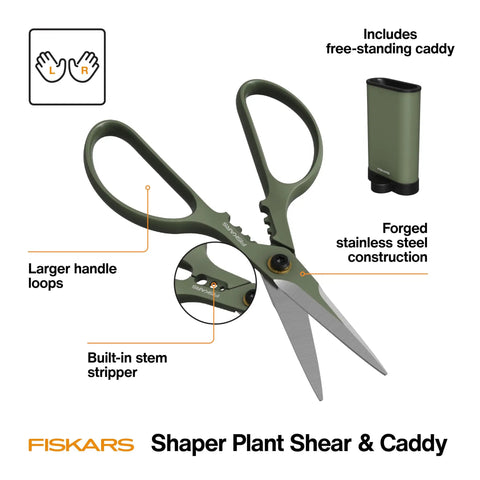 Indoor Plant Snips With Storage Caddy Pro Grade 6 Inch Plant Pruning Shears with stainless steel blades and ambidextrous handles
